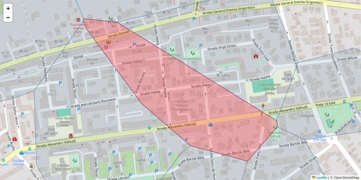 Hartă a codului poștal  și a codurilor poștale învecinate