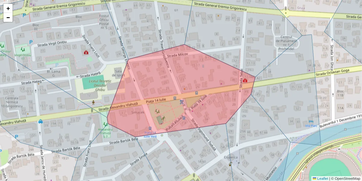 Hartă a codului poștal  și a codurilor poștale învecinate