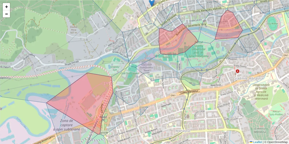 Hartă a codului poștal  și a codurilor poștale învecinate