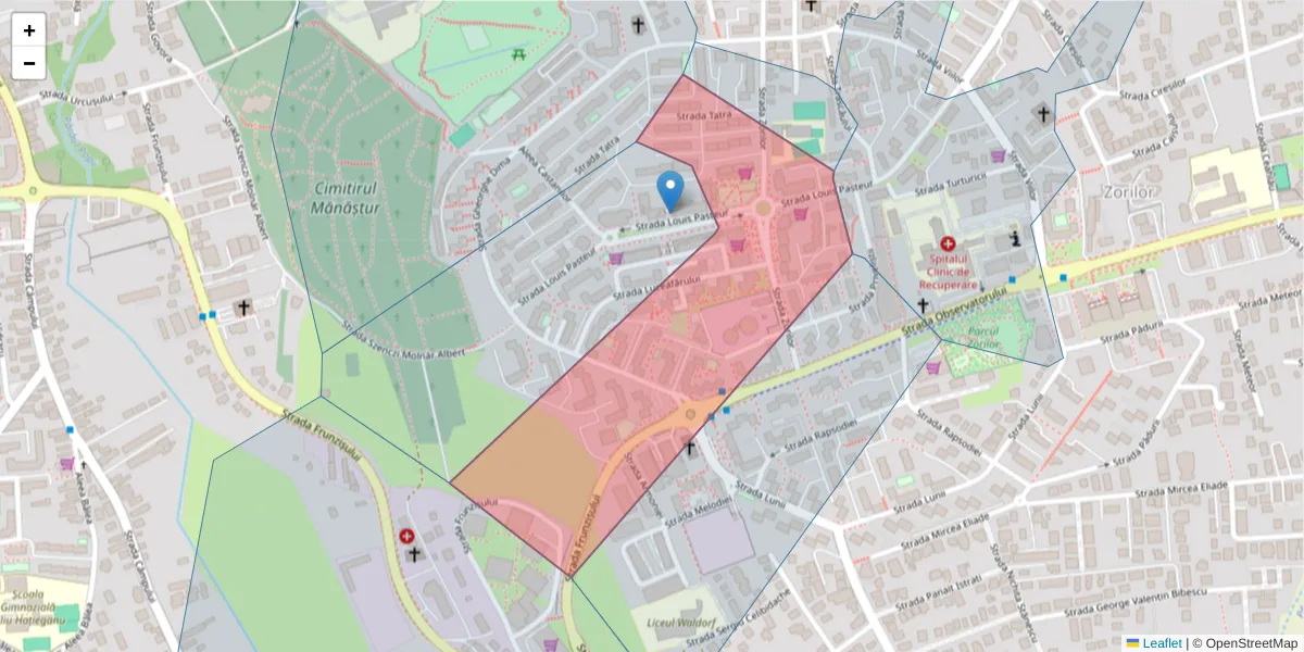 Hartă a codului poștal  și a codurilor poștale învecinate