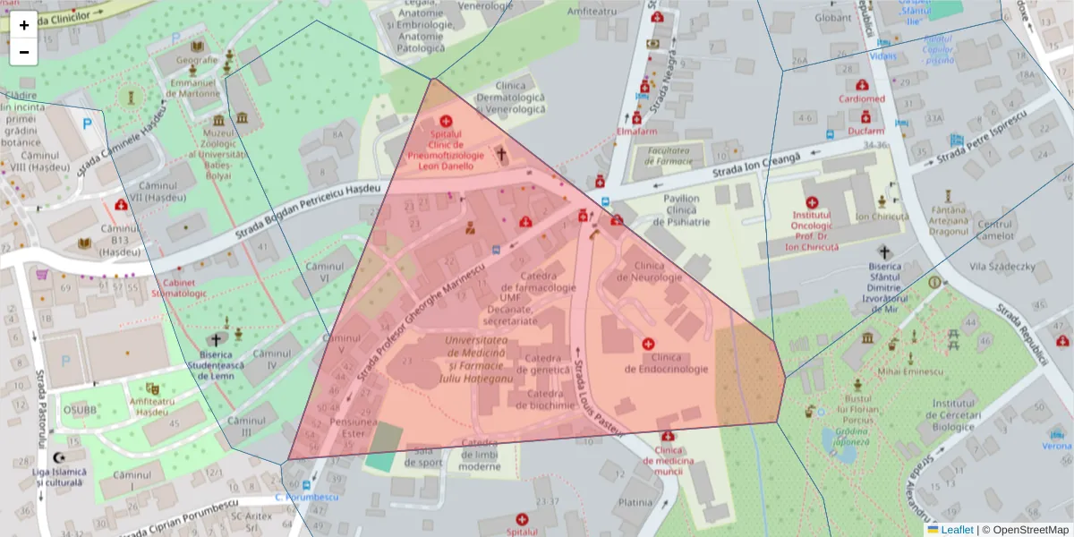 Hartă a codului poștal  și a codurilor poștale învecinate