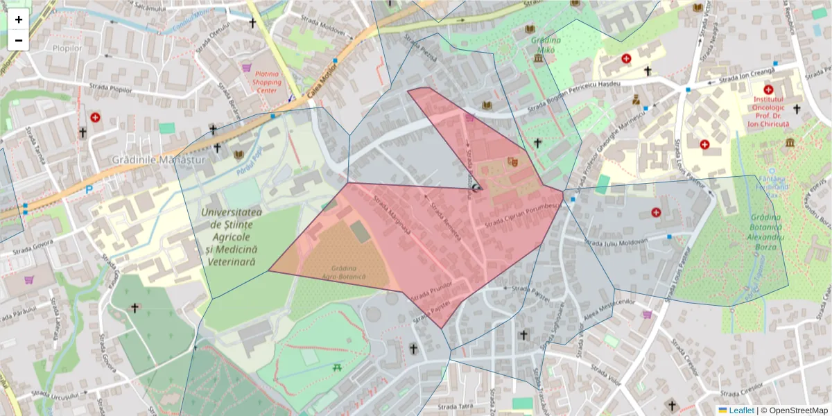 Hartă a codului poștal  și a codurilor poștale învecinate