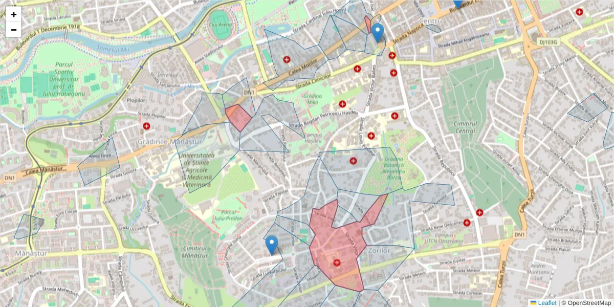 Hartă a codului poștal  și a codurilor poștale învecinate