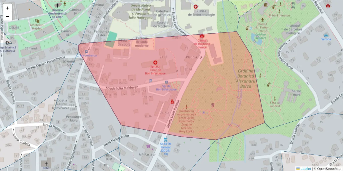 Hartă a codului poștal  și a codurilor poștale învecinate