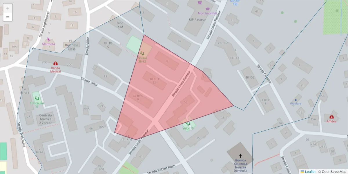 Hartă a codului poștal  și a codurilor poștale învecinate