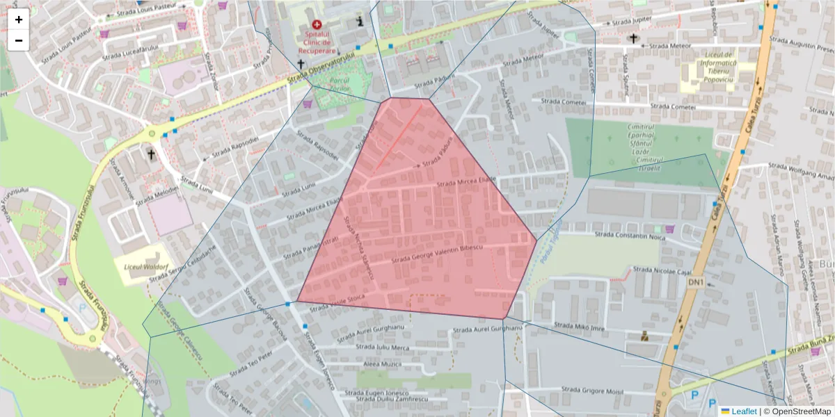 Hartă a codului poștal  și a codurilor poștale învecinate