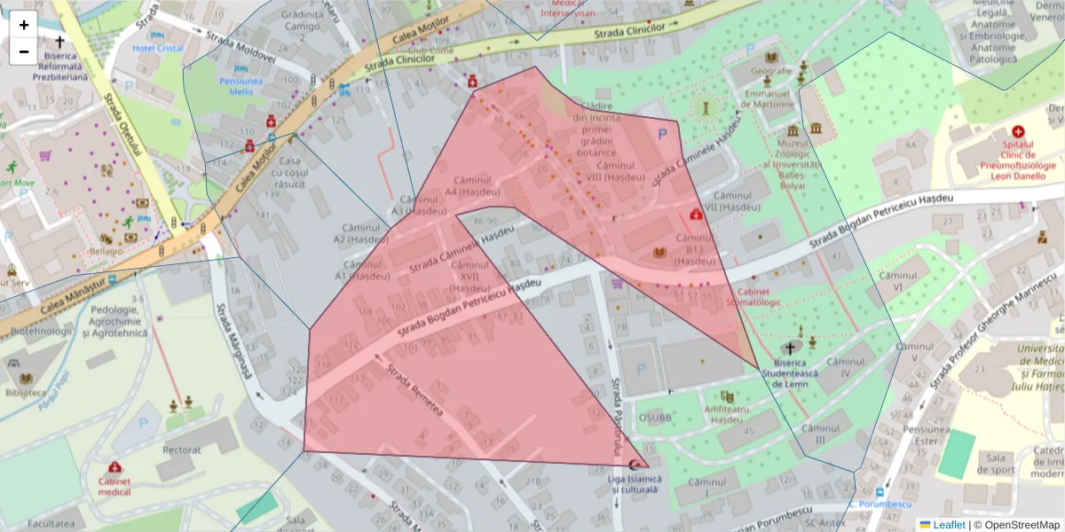 Hartă a codului poștal  și a codurilor poștale învecinate