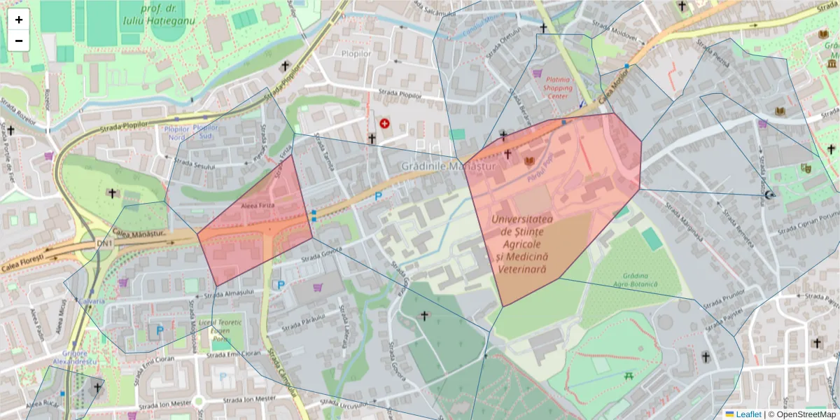 Hartă a codului poștal  și a codurilor poștale învecinate