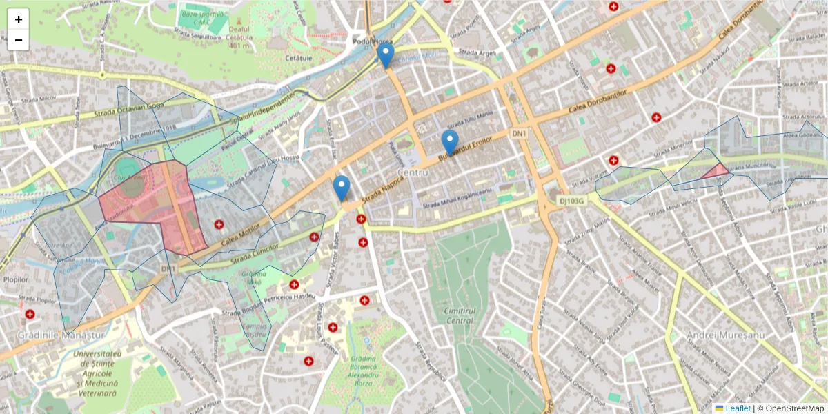 Hartă a codului poștal  și a codurilor poștale învecinate