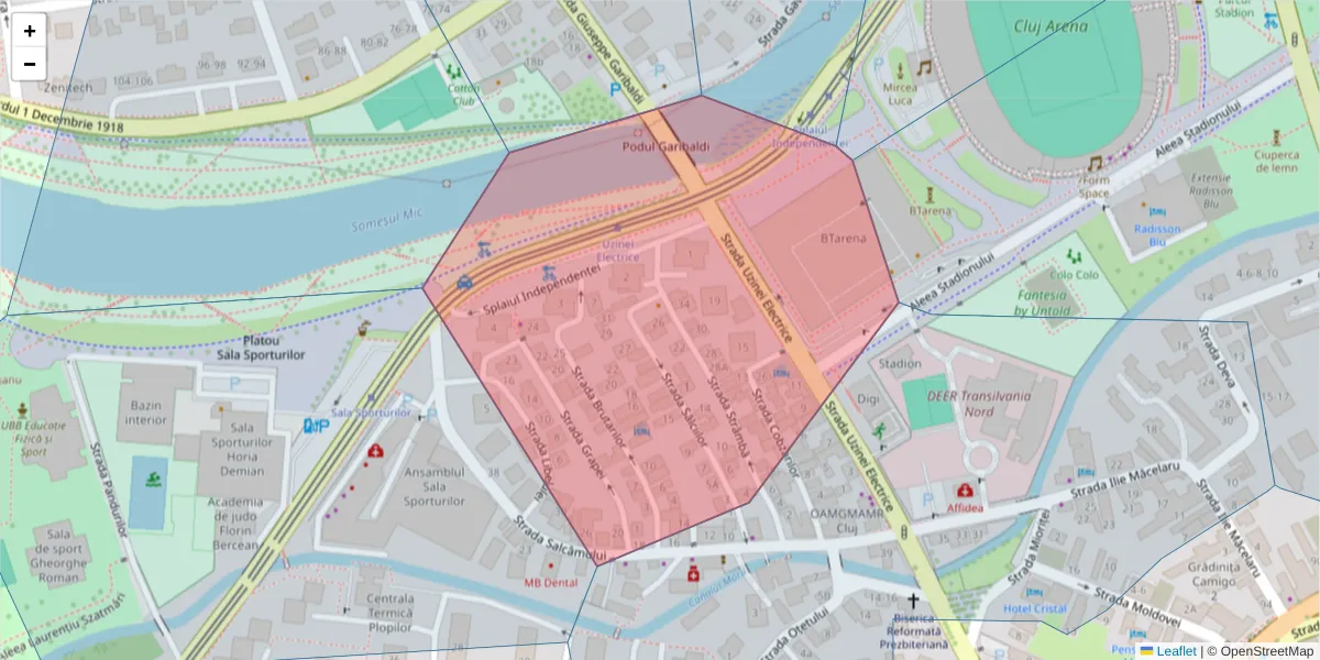 Hartă a codului poștal  și a codurilor poștale învecinate