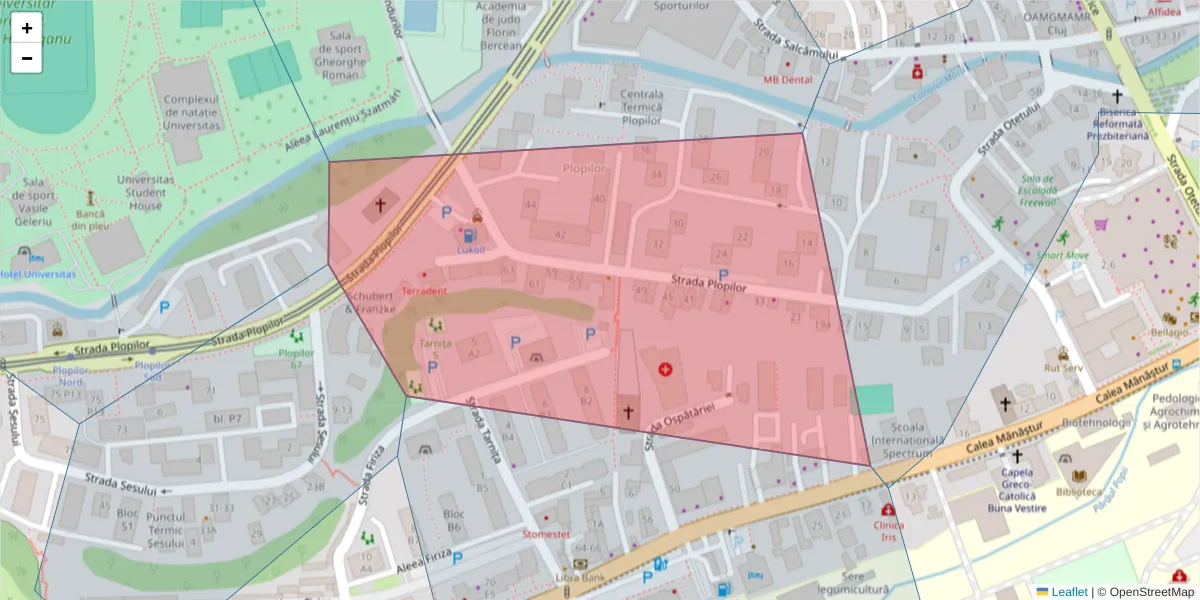 Hartă a codului poștal  și a codurilor poștale învecinate