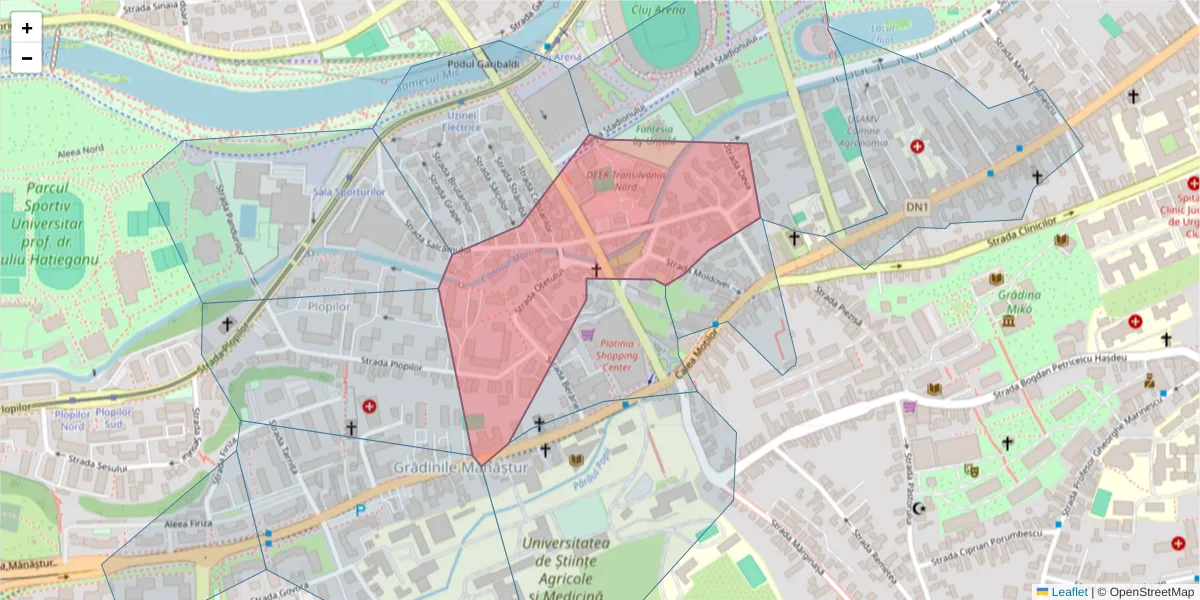 Hartă a codului poștal  și a codurilor poștale învecinate