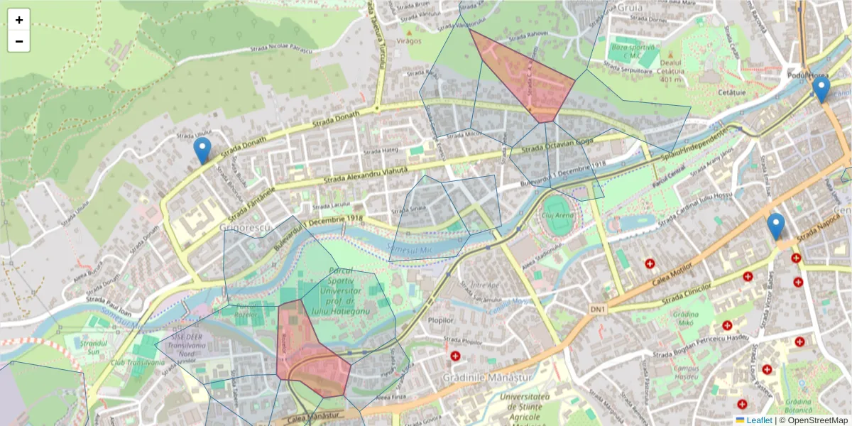 Hartă a codului poștal  și a codurilor poștale învecinate