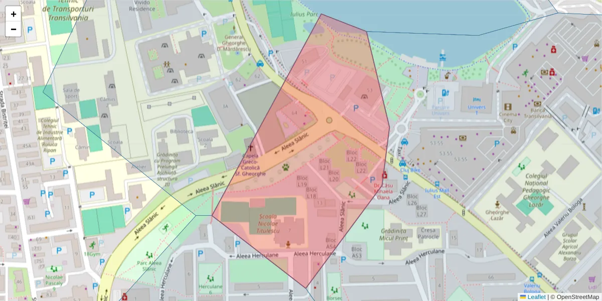 Hartă a codului poștal  și a codurilor poștale învecinate