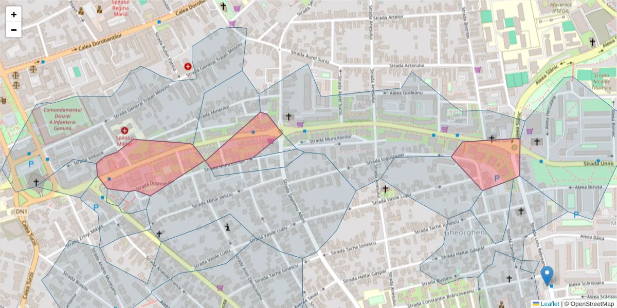 Hartă a codului poștal  și a codurilor poștale învecinate