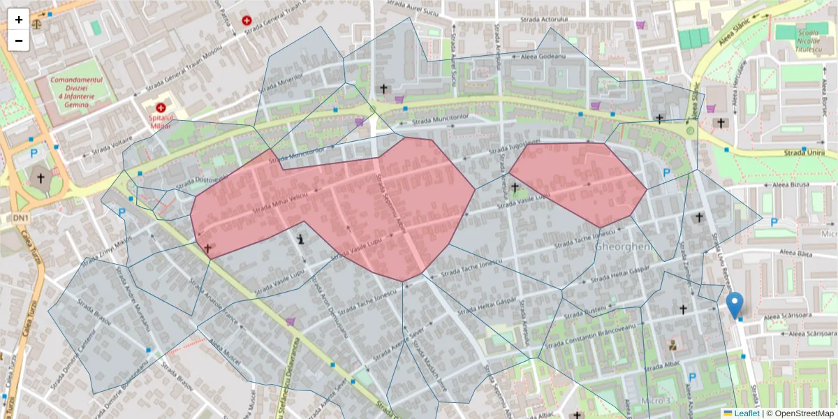 Hartă a codului poștal  și a codurilor poștale învecinate