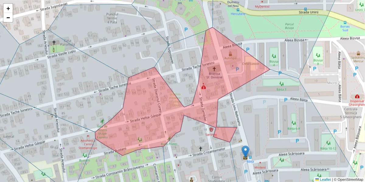 Hartă a codului poștal  și a codurilor poștale învecinate