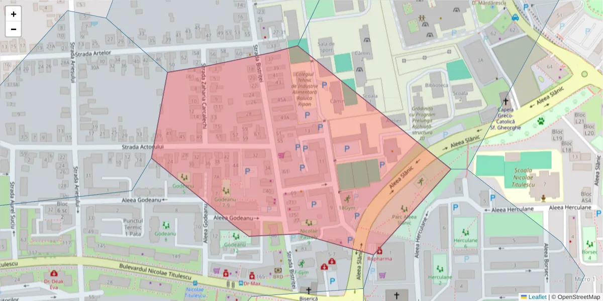 Hartă a codului poștal  și a codurilor poștale învecinate
