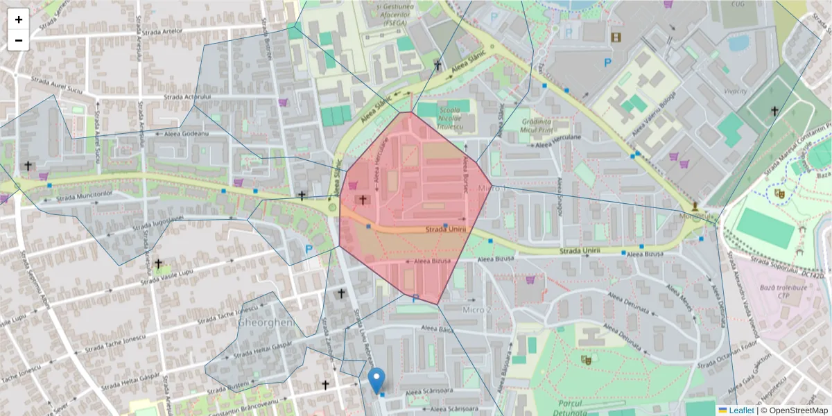 Hartă a codului poștal  și a codurilor poștale învecinate