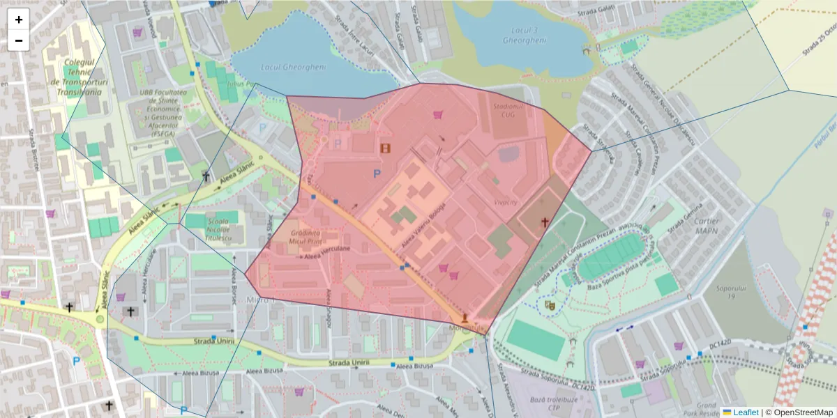 Hartă a codului poștal  și a codurilor poștale învecinate