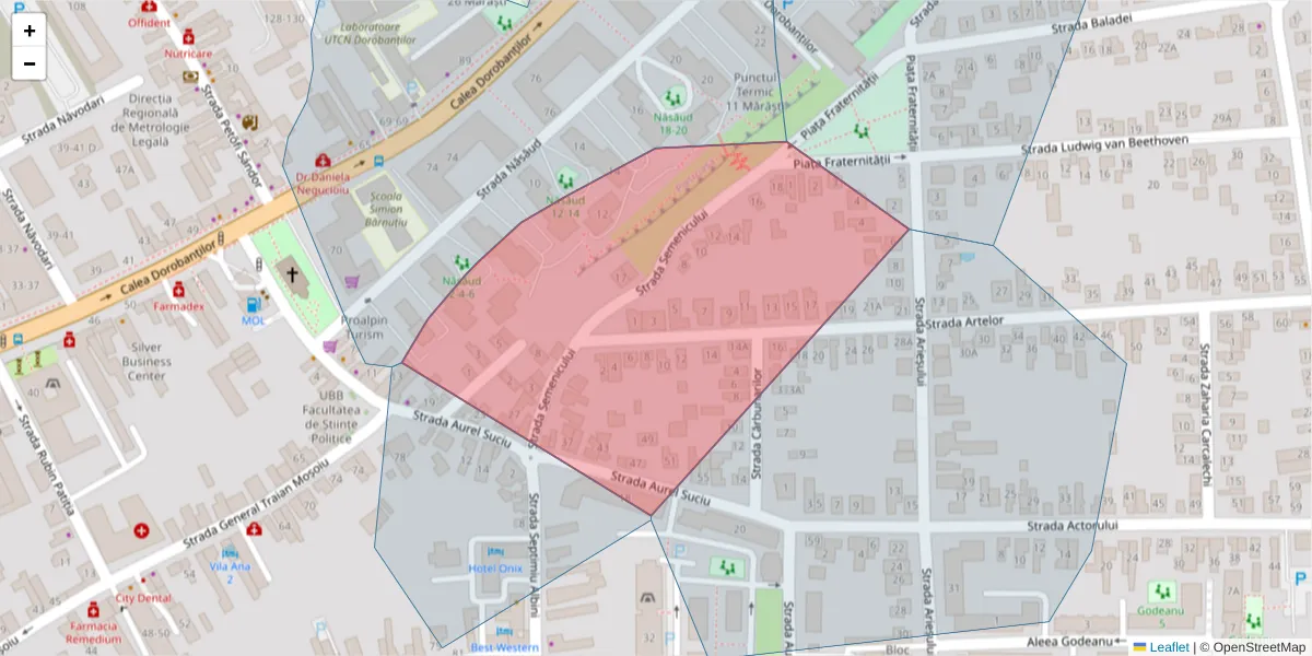 Hartă a codului poștal  și a codurilor poștale învecinate