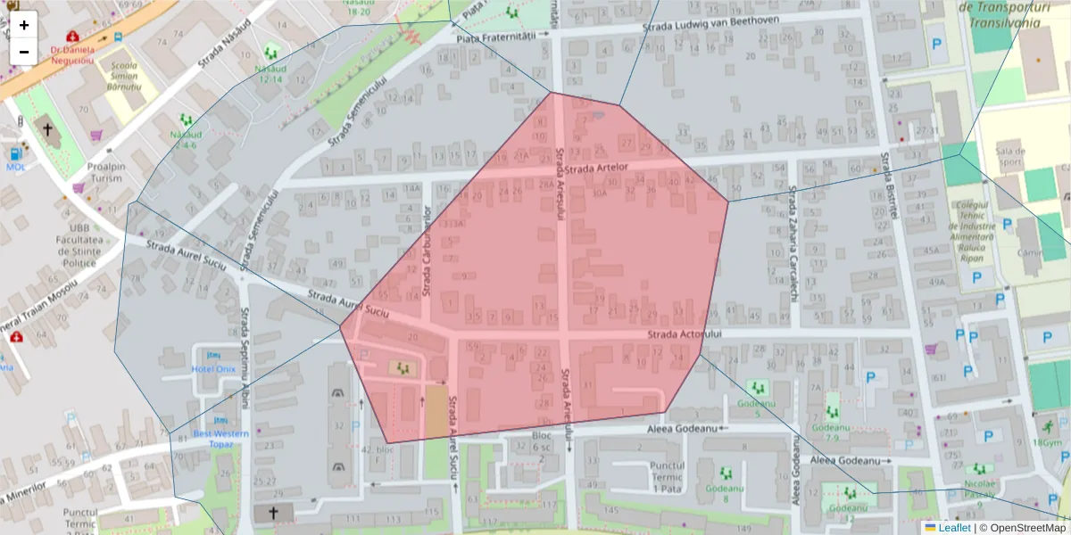Hartă a codului poștal  și a codurilor poștale învecinate