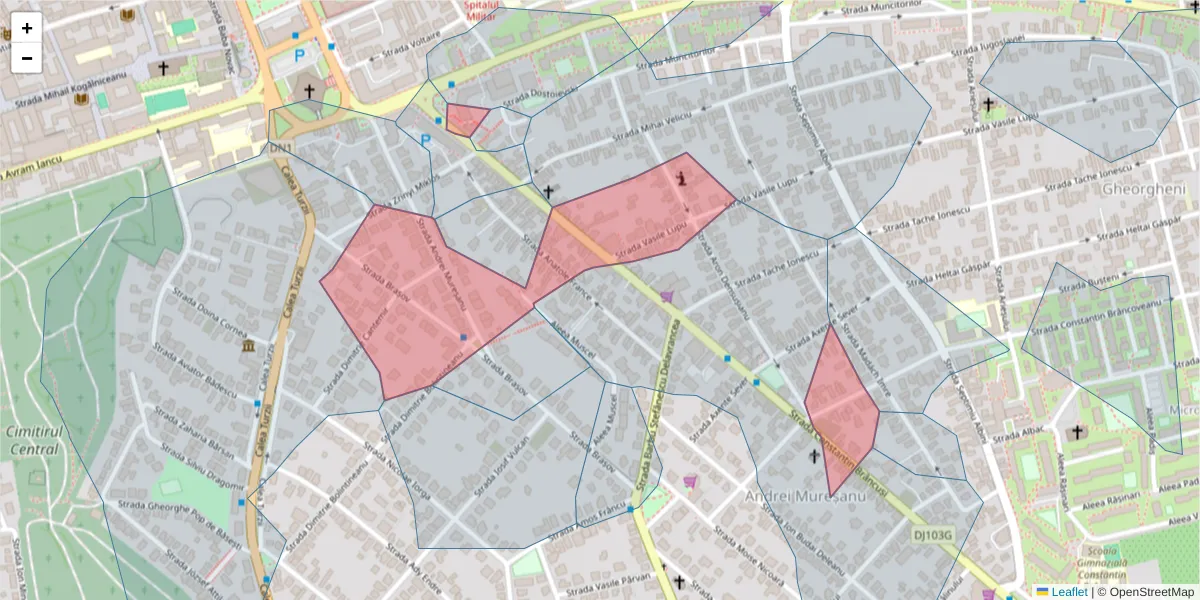 Hartă a codului poștal  și a codurilor poștale învecinate