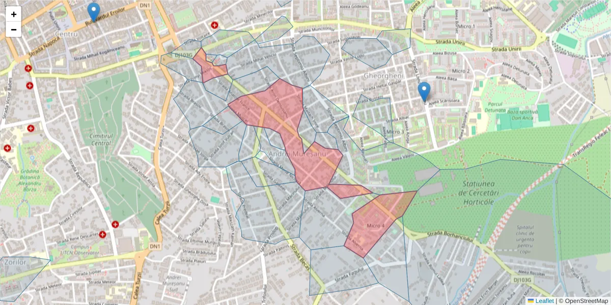 Hartă a codului poștal  și a codurilor poștale învecinate
