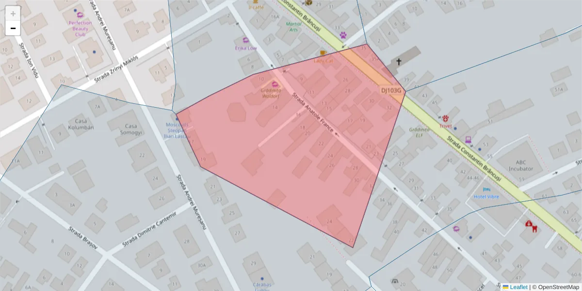 Hartă a codului poștal  și a codurilor poștale învecinate