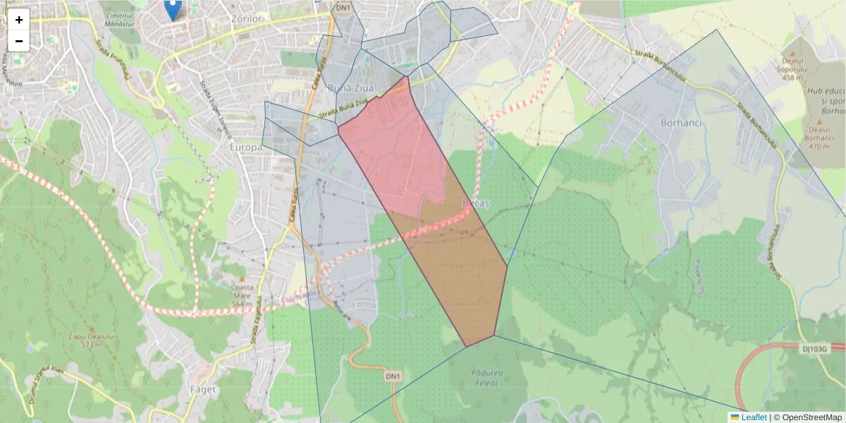 Hartă a codului poștal  și a codurilor poștale învecinate