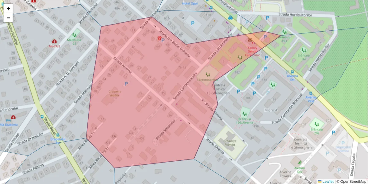 Hartă a codului poștal  și a codurilor poștale învecinate