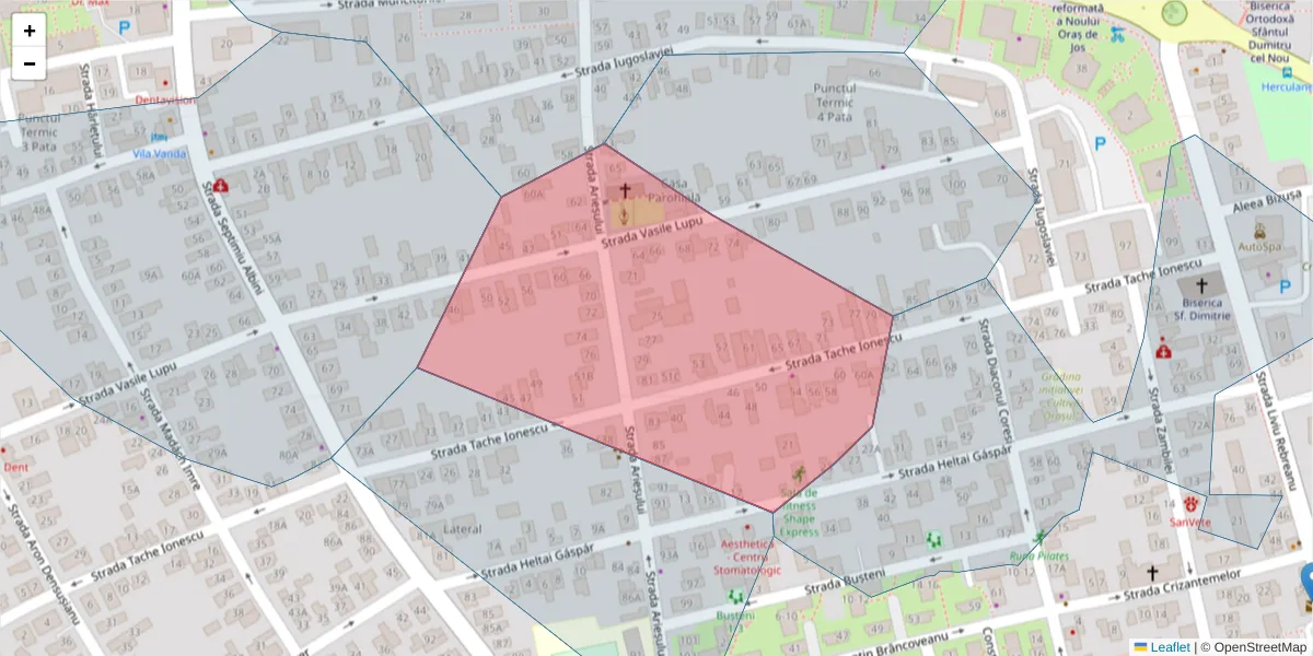 Hartă a codului poștal  și a codurilor poștale învecinate
