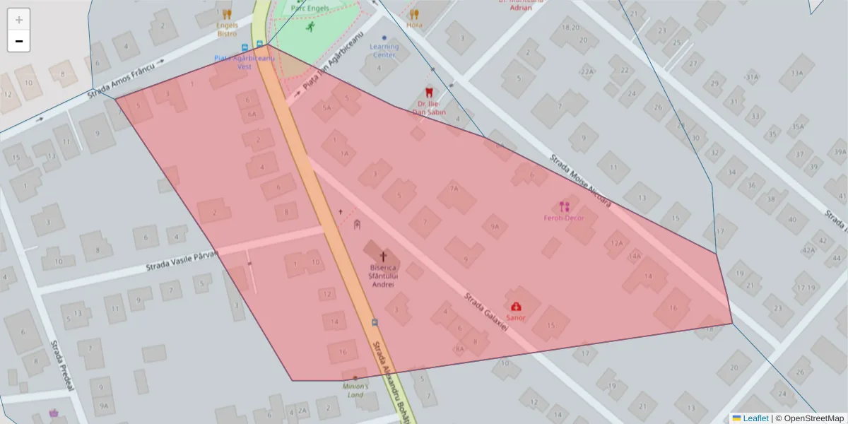 Hartă a codului poștal  și a codurilor poștale învecinate