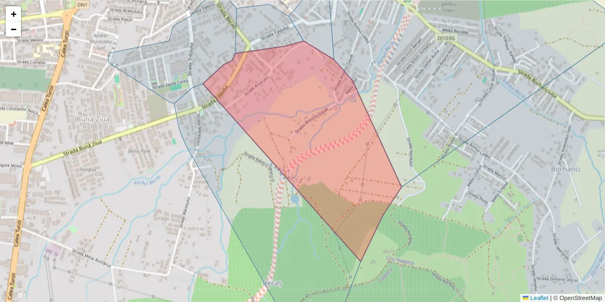 Hartă a codului poștal  și a codurilor poștale învecinate