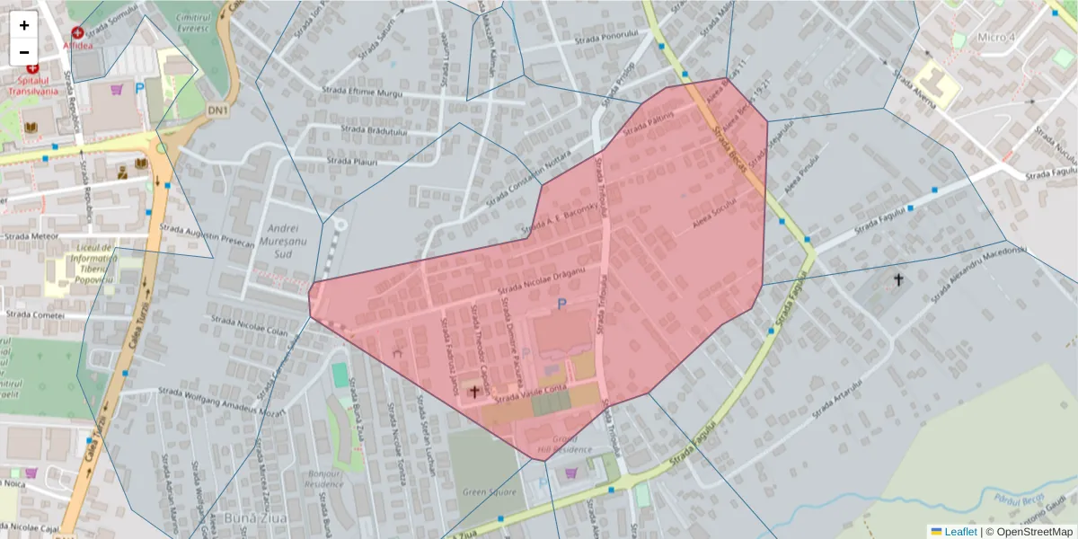 Hartă a codului poștal  și a codurilor poștale învecinate