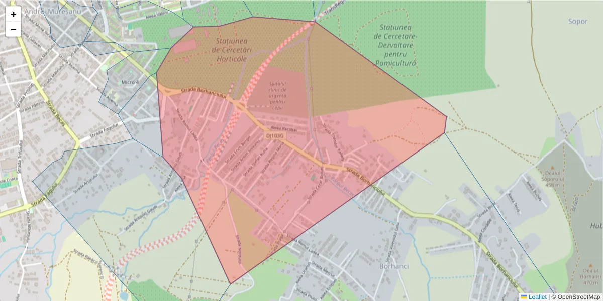 Hartă a codului poștal  și a codurilor poștale învecinate