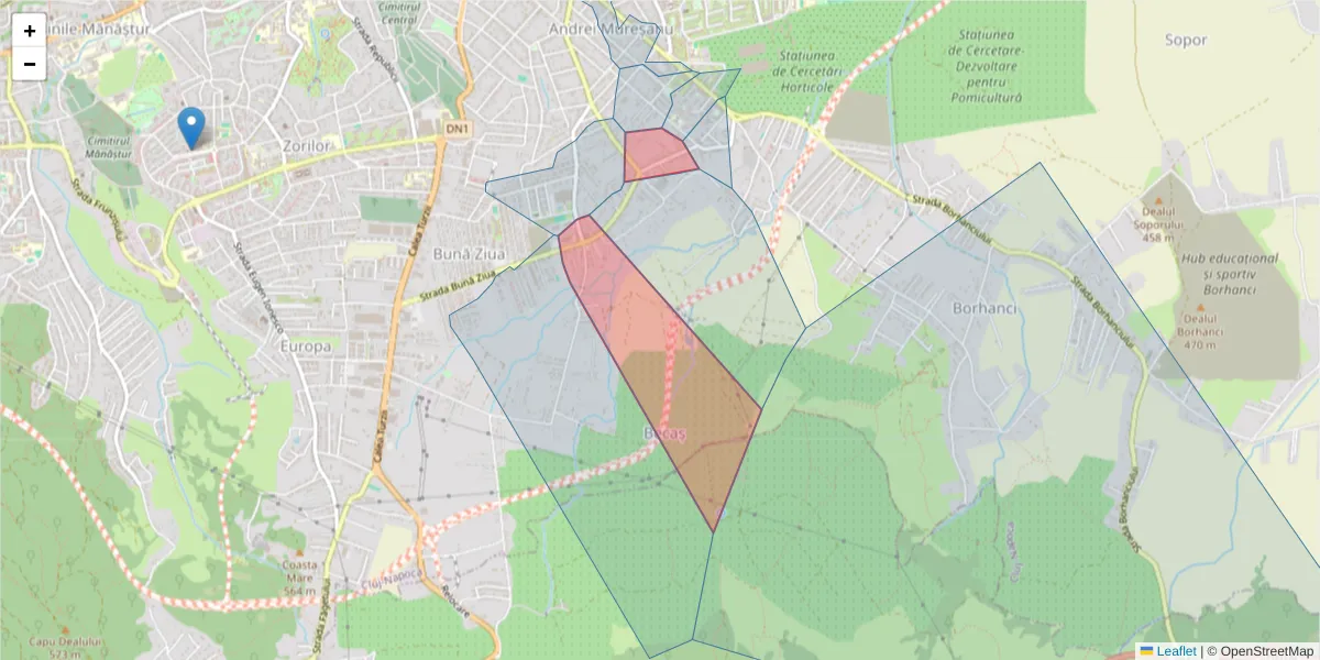 Hartă a codului poștal  și a codurilor poștale învecinate