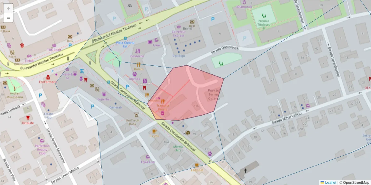 Hartă a codului poștal  și a codurilor poștale învecinate