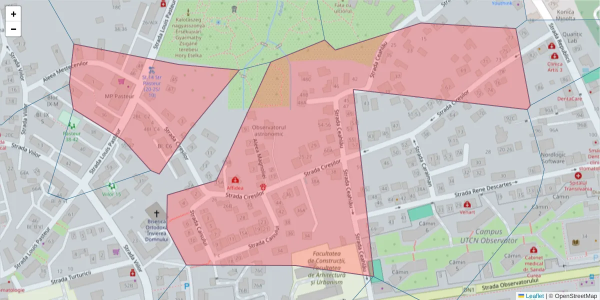 Hartă a codului poștal  și a codurilor poștale învecinate