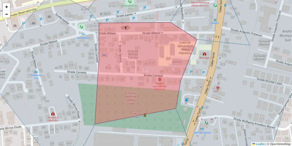 Hartă a codului poștal  și a codurilor poștale învecinate