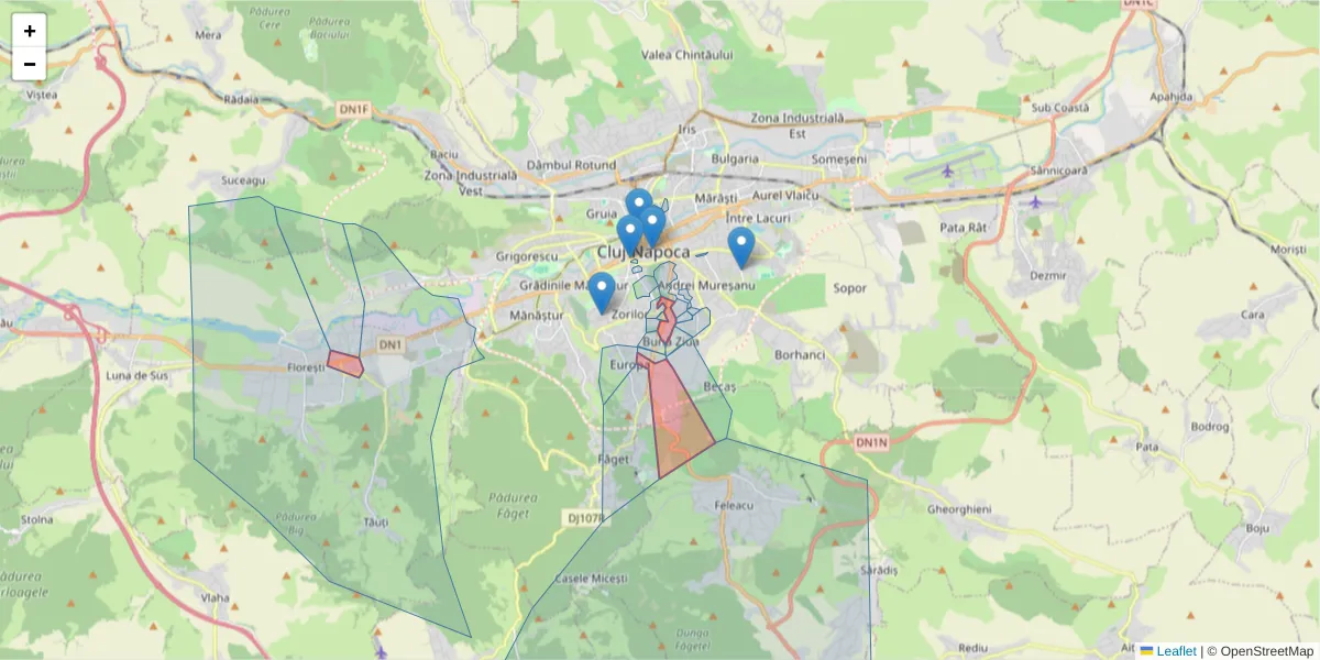 Hartă a codului poștal  și a codurilor poștale învecinate