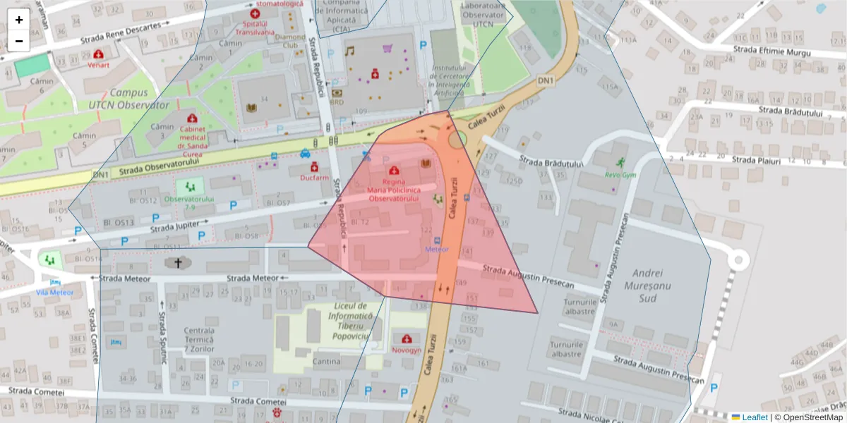 Hartă a codului poștal  și a codurilor poștale învecinate