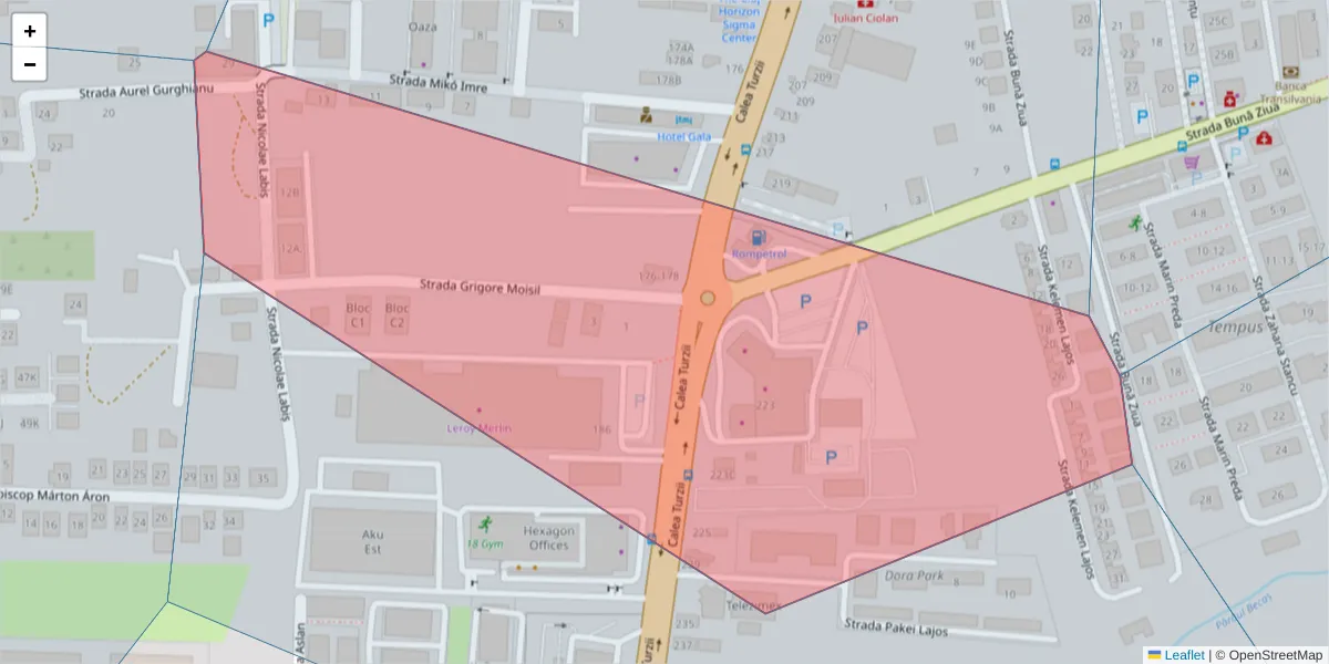 Hartă a codului poștal  și a codurilor poștale învecinate