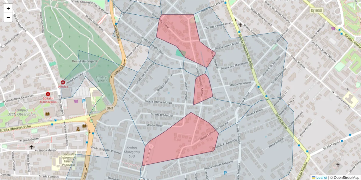 Hartă a codului poștal  și a codurilor poștale învecinate