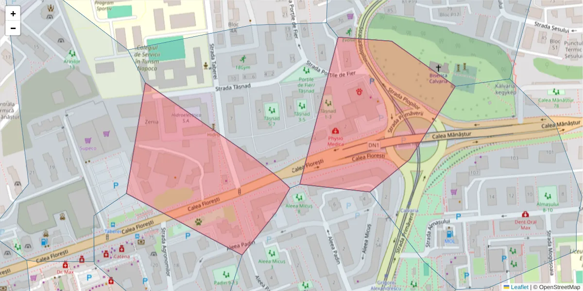 Hartă a codului poștal  și a codurilor poștale învecinate