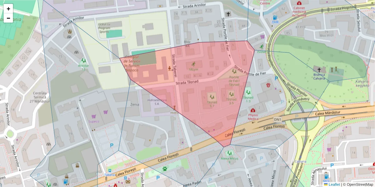 Hartă a codului poștal  și a codurilor poștale învecinate