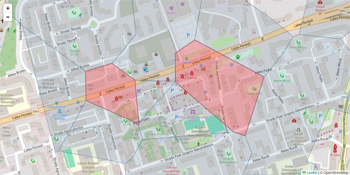 Hartă a codului poștal  și a codurilor poștale învecinate