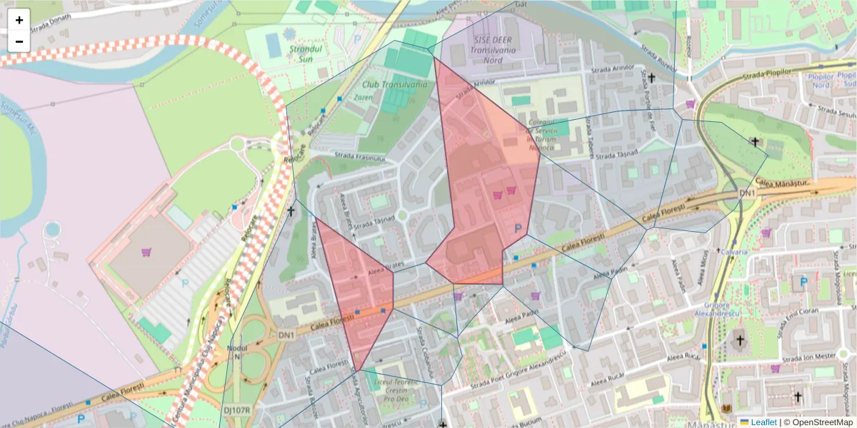 Hartă a codului poștal  și a codurilor poștale învecinate