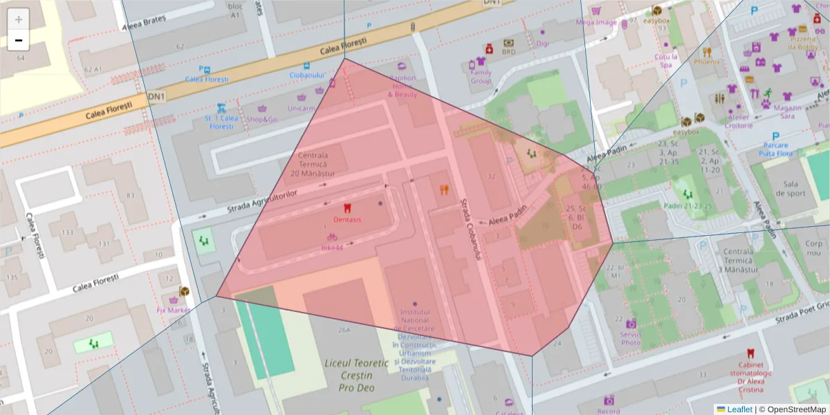 Hartă a codului poștal  și a codurilor poștale învecinate