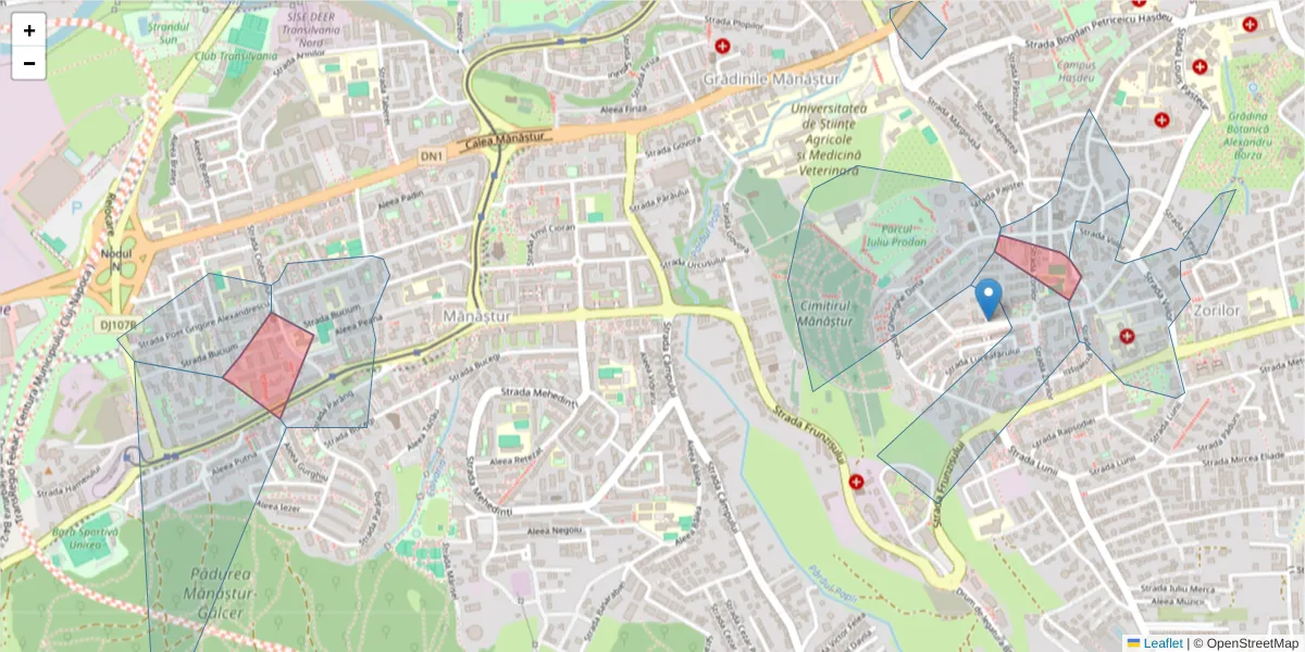 Hartă a codului poștal  și a codurilor poștale învecinate